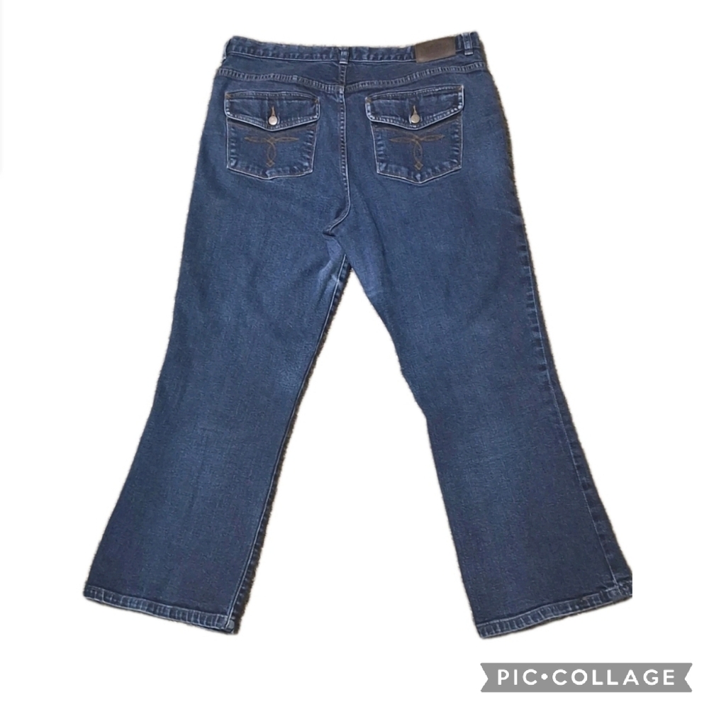 LRL Lauren Jeans Womens 16 Classic Bootcut Dark Denim Embroidered Pockets Preppy